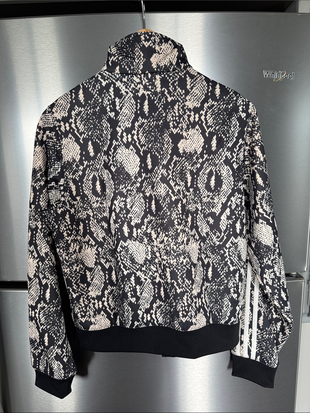 Adidas Trefoil Snake-Print Zip Track Jacket in Black & Cream (Size S) - Picture 8 of 12